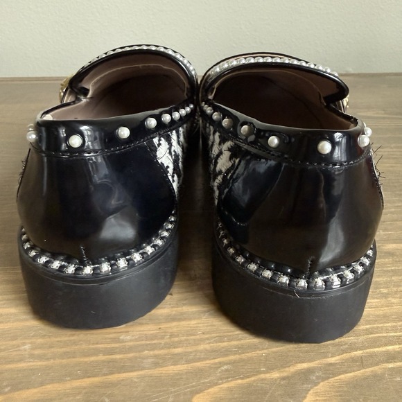Betsey Johnson Women's 7.5 Miriam Houndstooth Pearl Rhinestone Studded Loafers - Picture 7 of 10